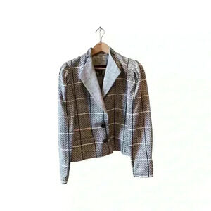 Vintage Louis Feraud Black White Skirt Suit Deadstock.
